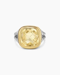 Albion® Ring Sterling Silver with 18K Yellow Gold and Champagne Citrine, 11mm