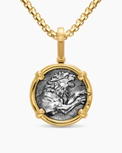 Alexander the Great Amulet Sterling Silver with 18K Yellow Gold, 20.5mm