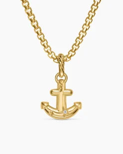 Anchor Amulet 18K Yellow Gold with Diamonds, 14.5mm