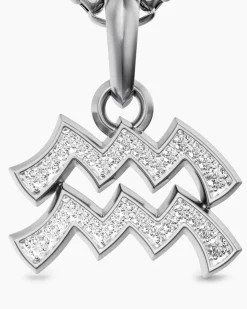 Aquarius Amulet Sterling Silver with Diamonds, 17.2mm