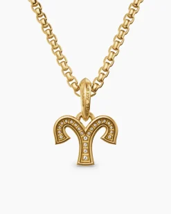 Aries Amulet 18K Yellow Gold with Diamonds, 13mm