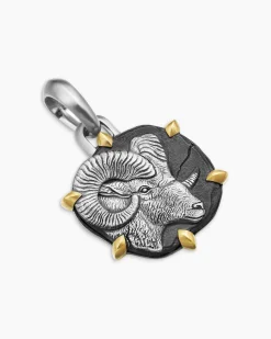 Aries Amulet Sterling Silver with 18K Yellow Gold, 23mm