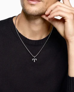 Aries Amulet Sterling Silver with Diamonds, 13mm