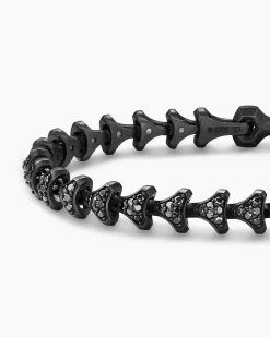 Armory® Link Bracelet Black Titanium with Black Diamonds, 7.5mm