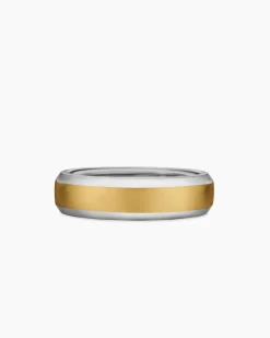 Beveled Band Ring 18K White and Yellow Gold, 6mm