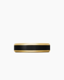 Beveled Band Ring 18K Yellow Gold with Black Titanium, 6mm