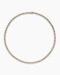 Bezel Set Tennis Necklace 18K Yellow Gold with Tanzanite, 4.7mm