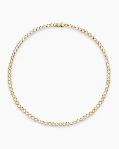 Bezel Set Tennis Necklace 18K Yellow Gold with Diamonds, 4.7mm