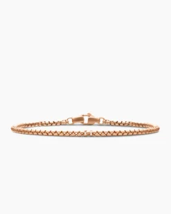Box Chain Bracelet 18K Rose Gold, 2.7mm