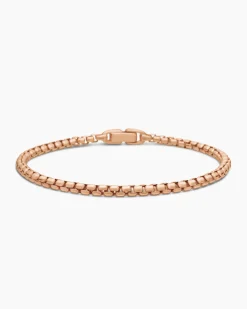 Box Chain Bracelet 18K Rose Gold, 3.4mm