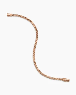 Box Chain Bracelet 18K Rose Gold, 3.4mm