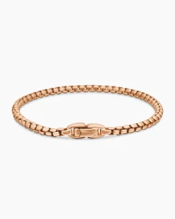 Box Chain Bracelet 18K Rose Gold, 3.4mm