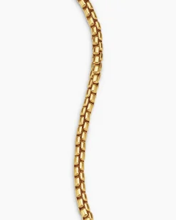 Box Chain Bracelet 18K Yellow Gold, 3.4mm
