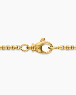 Box Chain Necklace Brushed 18K Yellow Gold, 2.7mm