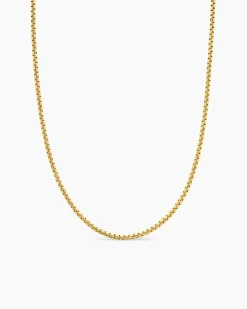 Box Chain Necklace Brushed 18K Yellow Gold, 2.7mm