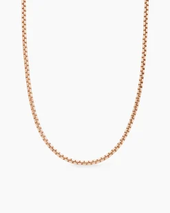 Box Chain Necklace 18K Rose Gold, 3.4mm