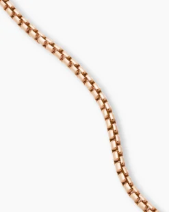 Box Chain Necklace 18K Rose Gold, 3.4mm