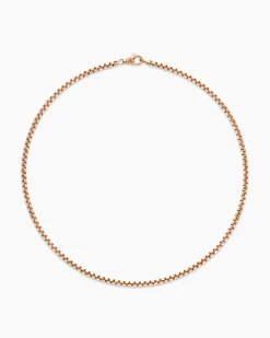Box Chain Necklace 18K Rose Gold, 3.4mm