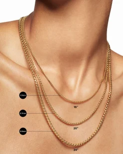 Box Chain Necklace 18K Rose Gold, 1.7mm
