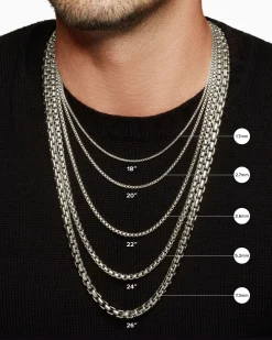 Box Chain Necklace Stainless Steel with Black PVD Coating, 2.7mm