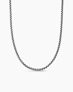 Box Chain Necklace Sterling Silver with 14K Yellow Gold Accent, 2.7mm