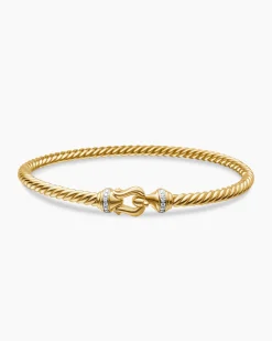 Buckle Cablespira® Bracelet 18K Yellow Gold with Diamonds, 3.5mm