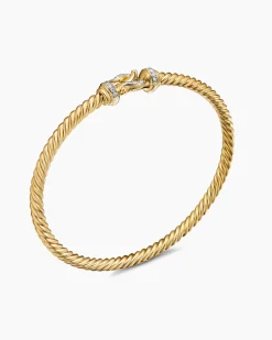 Buckle Cablespira® Bracelet 18K Yellow Gold with Diamonds, 3.5mm