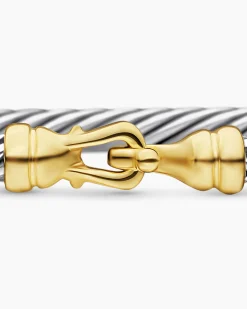 Buckle Classic Cable Bracelet Sterling Silver with 18K Yellow Gold, 3mm
