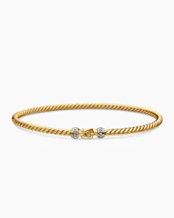 Buckle Classic Cable Bracelet 18K Yellow Gold with Diamonds, 2.6mm