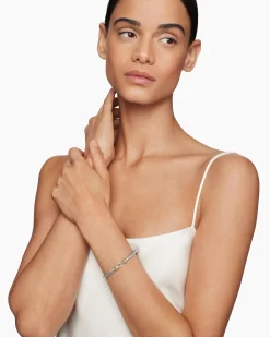 Buckle Classic Cable Bracelet Sterling Silver with 18K Yellow Gold, 4mm