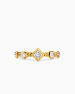 Cable Band Ring 18K Yellow Gold with Diamonds, 1.7mm