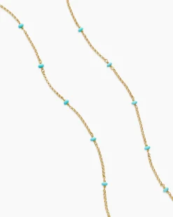 Cable Collectibles® Bead and Chain Necklace 18K Yellow Gold with Turquoise, 3.5mm