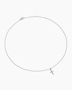 Cable Collectibles® Cross Necklace 18K White Gold with Diamonds, 17mm