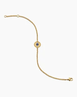 Cable Collectibles® Evil Eye Bracelet 18K Yellow Gold with Pavé Blue Sapphires and Diamonds, 2mm