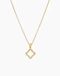Cable Collectibles® Quatrefoil Necklace 18K Yellow Gold with Diamonds, 17.5mm