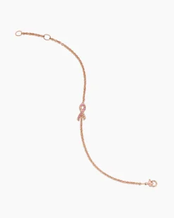 Cable Collectibles® Ribbon Chain Bracelet 18K Rose Gold with Pavé Pink Sapphires, 15mm
