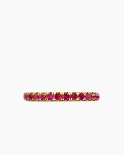 Cable Collectibles® Stack Ring 18K Yellow Gold with Pavé Rubies, 2mm