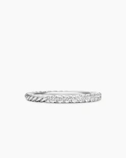 Cable Collectibles® Stack Ring 18K White Gold with Diamonds, 2mm