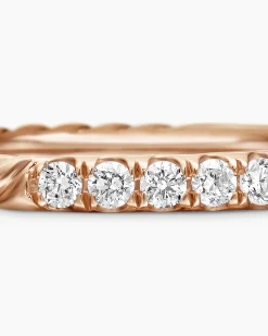 Cable Collectibles® Stack Ring 18K Rose Gold with Diamonds, 2mm