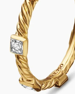 Cable Collectibles® Stations Stack Ring 18K Yellow Gold with Diamonds, 2mm