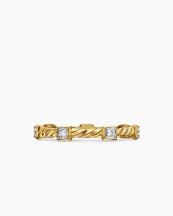 Cable Collectibles® Stations Stack Ring 18K Yellow Gold with Diamonds, 2mm