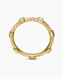 Cable Collectibles® Stations Stack Ring 18K Yellow Gold with Diamonds, 2mm