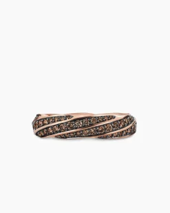 Cable Edge® Band Ring 18K Rose Gold with Cognac Diamonds, 6mm