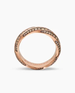 Cable Edge® Band Ring 18K Rose Gold with Cognac Diamonds, 6mm