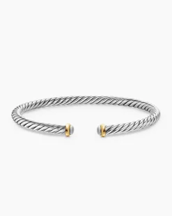 Cable Flex® Bracelet Sterling Silver with 14K Yellow Gold, 4mm