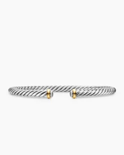 Cable Flex® Bracelet Sterling Silver with 14K Yellow Gold, 4mm