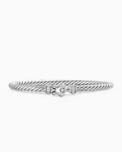 Cable Flex® Buckle Bracelet Sterling Silver with Diamonds, 4mm