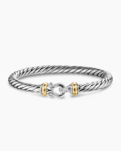 Cable Flex® Buckle Bracelet Sterling Silver with 14K Yellow Gold, 6mm