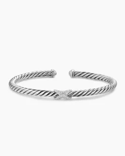 Cable Flex® X Station Bracelet Sterling Silver with Diamonds, 4mm