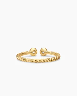 Cable Open Round Ring 18K Yellow Gold with Diamonds, 1.7mm
